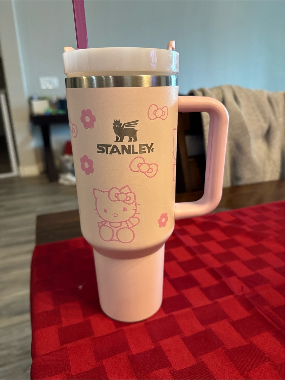 Stanley Pink Hello Kitty Travel Tumbler with Handle